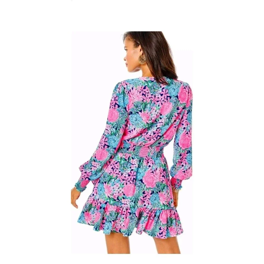 NWOT Lilly Pulitzer Cristiana Dress Oyster Bay Navy Always Be Blooming Size 8! - Picture 2 of 8